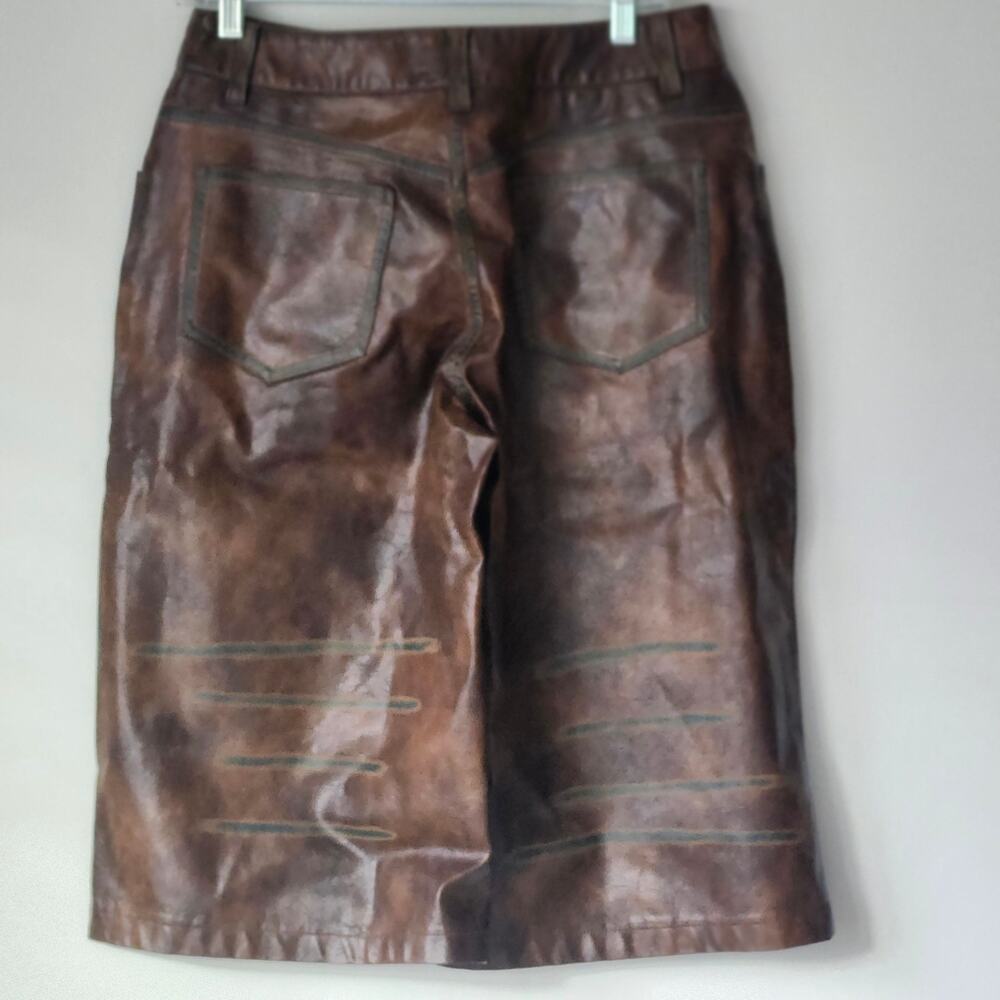 FashionNova Brown Faux Leather Jorts Size M A0081
